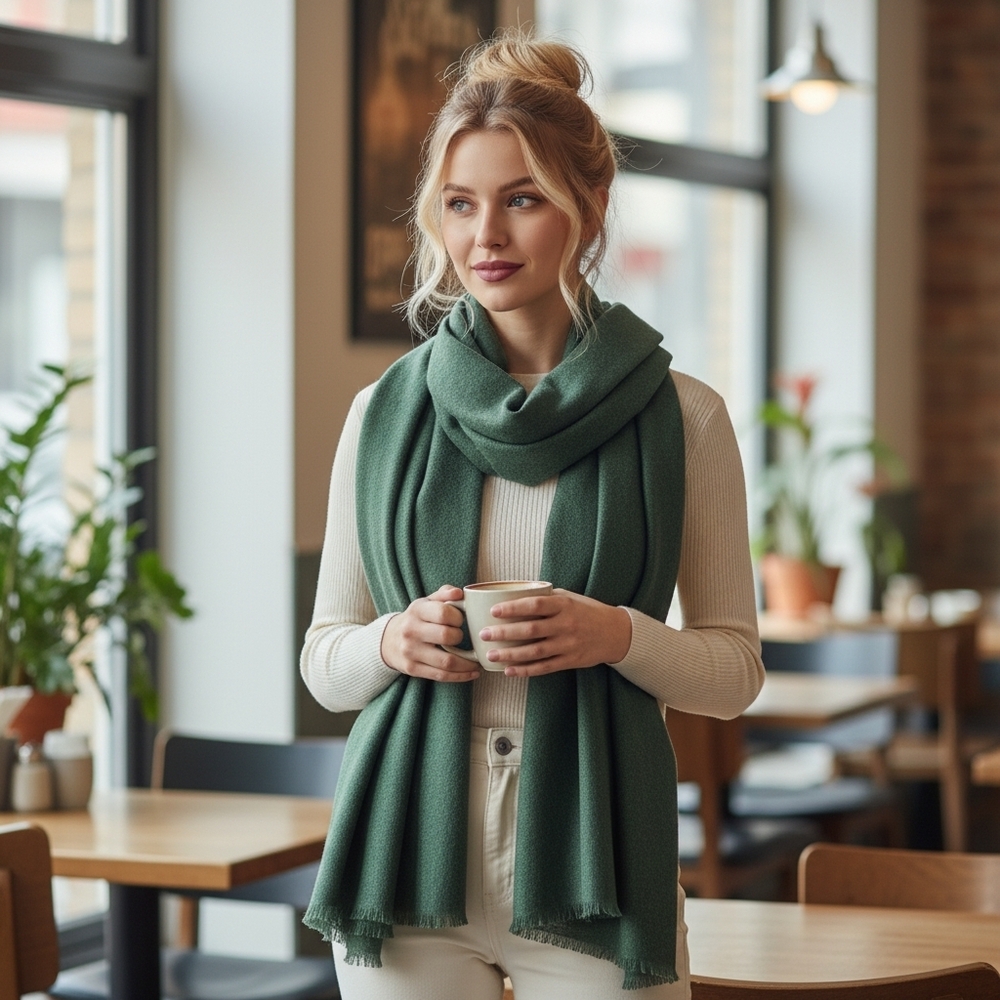 LC Lauren Conrad Green Knit Scarf / Wrap